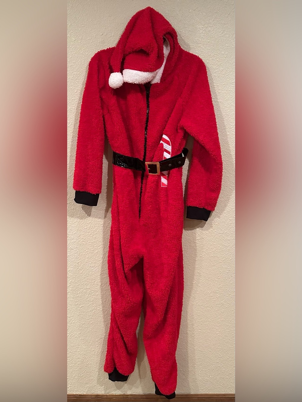 #FollowMe Santa Christmas Fleece Onesie Pajamas Costume M